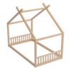 Twin Size Montessori Style House Bed For Kids, Floor Bed Frame With Headboard And Footboard, Fence Bed For Girls, Boys, Slat Not Included - Natural - Image 6