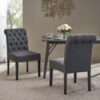 Broxton - Tuft Dining Rolltop Chairs With Button Tufted Backrest (Set of 2) - Dark Gray - Image 2