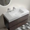 Alice - 36" Bathroom Vanity With Sink, Large Storage Wall Mounted Floating Bathroom Vanity For Modern Bathroom, One-Piece Sink Basin Without Drain And Faucet - White / Walnut - Image 4