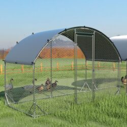 Large Chicken Coop Upgrade Three Support Steel Wire Impregnated Plastic Net Cage, Oxford Cloth Plated Waterproof UV Protection, Duck Rabbit Sheep Bird Outdoor House - Dark Gray