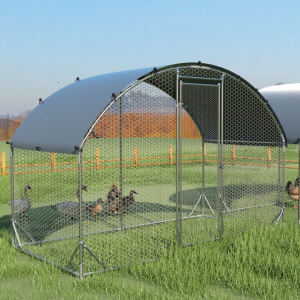 Large Chicken Coop Upgrade Three Support Steel Wire Impregnated Plastic Net Cage, Oxford Cloth Plated Waterproof UV Protection, Duck Rabbit Sheep Bird Outdoor House - Dark Gray