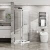 Neo - Angle Frameless Shower Door With Clear SGCC Tempered Glass - Chrome - Image 2