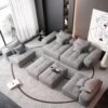Modern Oversized Modular Sectional Sofa, Sparkling Chenille Fabric Soft Cushion Sofa With 8 Pillows, 8 Pieces Diy Combination Tufted Sofa, No Assembly Required - Gray - Image 11