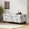 Luxury Storage Ottoman With Floral Patterned Fabric, Soft Close Hinges, Functional Footrest & Seat - Blue Flower / Blue Multi - Image 7