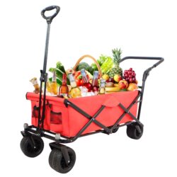Utility Park Garden Cart Tool Customized Color Folding Camping Trolley Outdoor Picnic Beach Wagon - Red