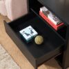 Accent Table, Sofa Side Table With Drawer And 2 Tier Shelves - Black - Image 2