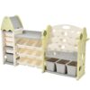 Kids Bookshelf Toy Storage Organizer With 17 Bins And 5 Bookshelves, Multi-Functional Nursery Organizer Kids Furniture Set Toy Storage Cabinet Unit With HDPE SheLF And Bins - Light Green - Image 16
