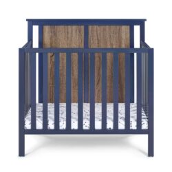 Connelly - Mini Crib With Mattress Pad Midnight - Blue / Vintage Walnut