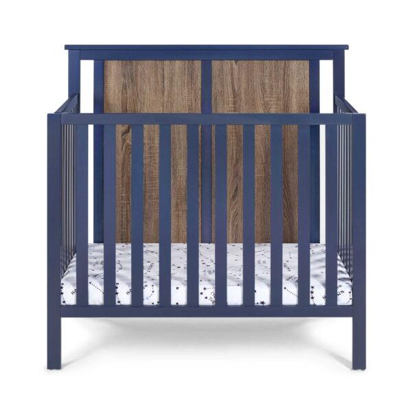 Connelly - Mini Crib With Mattress Pad Midnight - Blue / Vintage Walnut