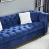 Reversible Sectional Sofa 4 Seater Oversized Convertible L Shaped Couch Velvet Sofa Couch - Navy Blue - Image 7