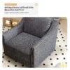 360 Degree Swivel Armchair Cotton Linen Skin - Friendly Fabric Ergonomic Design Brass Nail Decorative Armchair Living Room Chairs Bedroom Chairs Living Room Chairs Black Legs Suitable For Indoor Homes - Dark Gray - Image 6