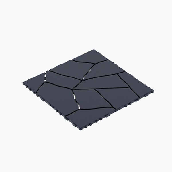 Stone Style Patio Deck Tiles Diy - Module Interlocking Decking Tiles Polypropylene 12" - Dark Gray