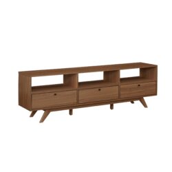 Modern Scandi 3 Door Low Profile TV Stand For TVs Up To 80" - Mocha