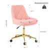 Modern Teddy Fleece Fabric Living Room Furniture Dining Chair With Gold Legs, Soft And Comfortable, Adjustable, Space Saving - Pink - Image 3