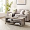 Coastal Grooved Panel Coffee Table With Lower Shelf - Gray Wash - Image 5