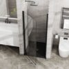 Pivot Shower Door 1 / 4" Tempered Glass Black Semi Frameless - Black - Image 5