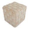Square Braided Ottoman - Cream - Image 3
