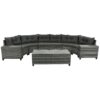 8 Pieces Outdoor Wicker Round Sofa Set, Half-Moon Sectional Sets All Weather, Curved Sofa Set With Rectangular Coffee Table, PE Rattan Water-Resistant And UV Protected, Movable Cushion - Gray - Image 6