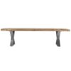 Farmhouse Design Acacia Wood Dining Bench With X Shaped Metal Legs - Brown / Chrome - Image 4