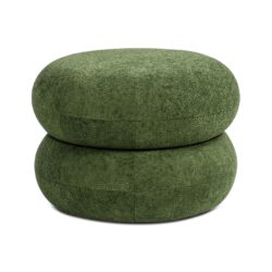 Nest - Low Round Upholstered Ottoman - Moss Green