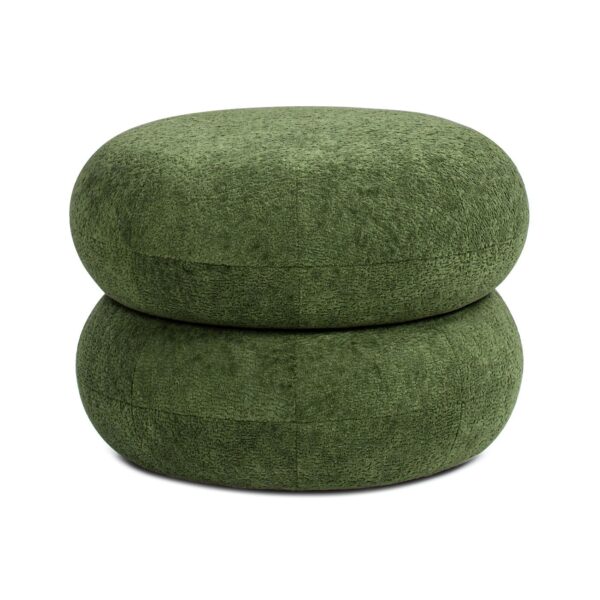 Nest - Low Round Upholstered Ottoman - Moss Green