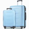 Expanable Spinner Wheel 2 Piece Luggage Set ABS Lightweight Suitcase With Tsa Lock 20" / 28" - Light Blue - Image 7
