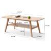 Center Table Low Table 100% Solid Wood Top Plate Desk Coffee Table Study Desk Work From Home Natural Wood With Storage Shelf Writing Desk - Oak - Image 9