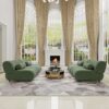 Stylish Modular Chenille Fabric Living Room Sofa With 70 Degree Reclined Backrest And Cylindrical Pillows - Green - Image 8