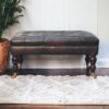 Buffalo - Leather Ottoman With Castor Legs - Black - Image 10