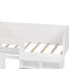 Twin Size Daybed With Storage Shelves And Lockers, Multi Functional Bed With Study Desk And Matching Stool - White - Image 12