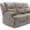 3 Seater Home Theater Recliner Manual Recliner Chair With A Led Light Strip Two Built-In Cup Holders For Living Room - Gray - Image 13
