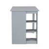 Solid Wood Farmhouse Counter Height Dining Table Set With 3 Tier Storage Shelves, Upholstered Dining Chairs For 4, 5 Piece - Gray - Image 14