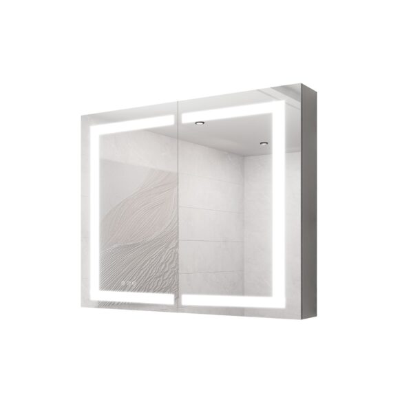 36" X 30" Medicine Cabinet With LED Vanity Mirror, Anti-Fog, Recessed Or Surface Mount, Waterproof, Dimmable, Aluminum 3000K~6000K Lighted Double Door Bathroom Cabinet With Touch Switch - Silver
