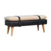 Bouclé Buffalo - Hide Leather Bench - Black - Image 7