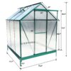 6.3'x6.2'x7' Polycarbonate Greenhouse, Heavy Duty Outdoor Aluminum Walk-In Green House Kit With Rain Gutter, Vent And Door For Backyard Garden - Green - Image 27