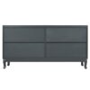 Retro Industrial Gray 4 Door Sideboard With Large Storage, Rattan And Glass Doors - Antique Dark Gray / Rattan - Image 15