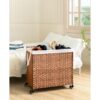 Laundry Hamper With Lid PE Rattan Powder Coating Frame Clothes Hampers With 2 Removable Bags, Wheels, 160L - Brown - Image 2