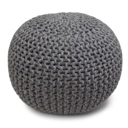 Nikki - Hand Knit Round Pouf - Gray