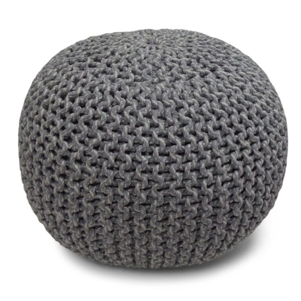 Nikki - Hand Knit Round Pouf - Gray