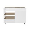Multi-Functional Storage Island Movable Storage Cabinet Island Vanity Dresser With 3 Side Storage Drawer, A Reversible Top Storage Space And 2 Glass Display Shelves - White - Image 10