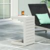Aluminum Outdoor Side Table, C Shaped End Table, Outside Small Table For Patio - White - Image 8