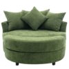 360° Swivel Accent Barrel Chair With Storage Ottoman & 4 Pillows, Modern Chenille Leisure Chair Round Accent For Living Room - Green - Image 16