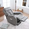 35.4" Electric Power Lift Recliner Chair, Fabric Recliner Chair, Home Theater Seating, Living Room Chair, Side Pocket, Remote Control - Light Gray - Image 5