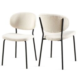Boucle Dining Chairs, Dining Chairs With Metal Legs For Dining Room, Kitchen, Living Room (Set of 2) - Beige