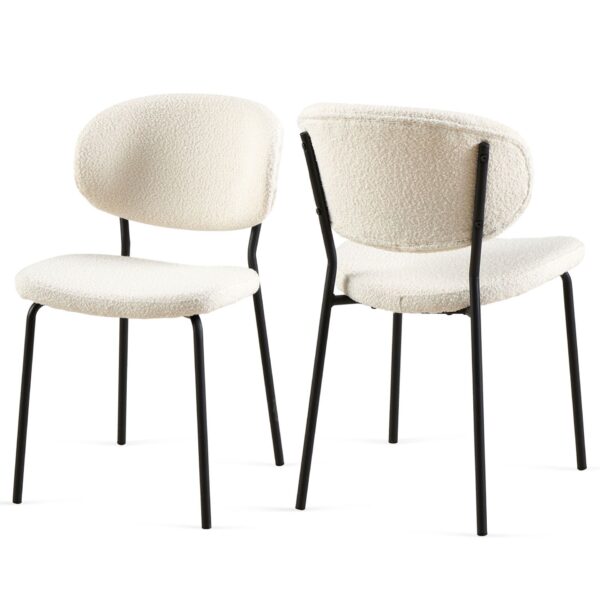 Boucle Dining Chairs, Dining Chairs With Metal Legs For Dining Room, Kitchen, Living Room (Set of 2) - Beige