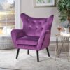 Alyssa - Velvet Arm Chair With Wingback Design - Fuchsia - Image 2