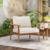 Mid Century Modern Outdoor Lounge Chair With Cushions Solid Wood For Patio, Garden, Balcony - Teak - Image 5
