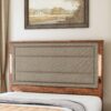 Queen Size Bed Frame With Upholstered Headboard, Queen Bed Frame With Charging Station And LED Lights, Wood Slats, No Box Spring Needed - Gray / Dark Brown - Image 5