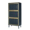 3 Door Metal Shoe Rack, Freestanding Modern Shoe Storage Cabinet With Metal Rattan, Particle Board For Entryway - Blue Gray - Image 8