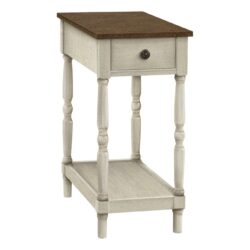 Accent End Table, 2 Tier, Storage Drawer, Traditional - White